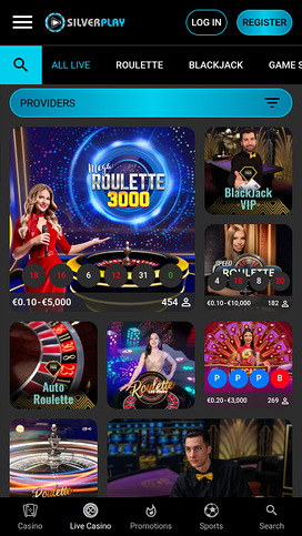 Casino móvil SilverPlay con crupier en vivo