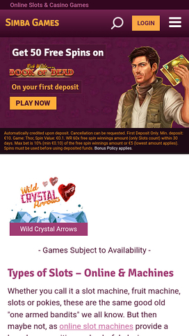 Simba Games Casino mobil hemsida