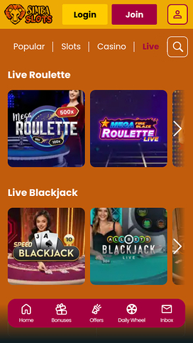 Simba Slots Casino Mobile Live Dealer