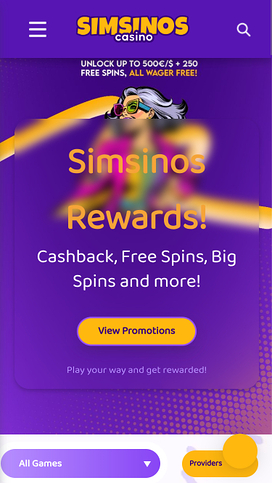 Simsinos Casino Mobile Homepage