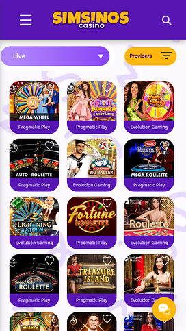 Simsinos Casino Mobile Live Dealer
