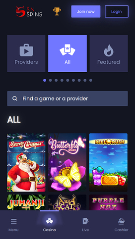 Sin Spins Casino Mobile Games