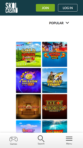 SkolCasino Mobile Most Played