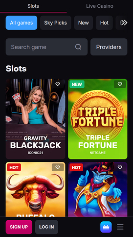 Skycrown Casino Mobile Games