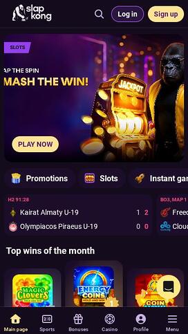 SlapKong Casino Homepage Mobile