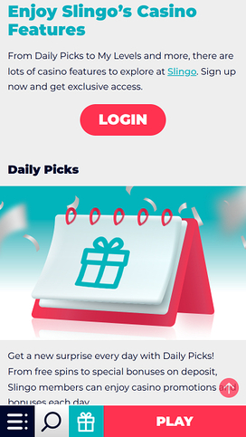 Slingo Casino Mobile Features