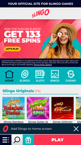 Slingo Casino Mobile Homepage