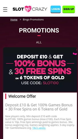 Slot Crazy Casino Mobile Promotions