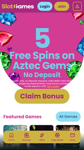 Slot Games Casino Mobile Homepage