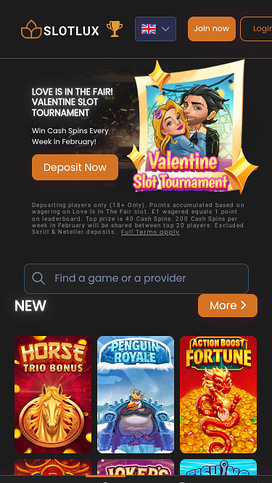 Slot Lux Casino Mobile Homepage