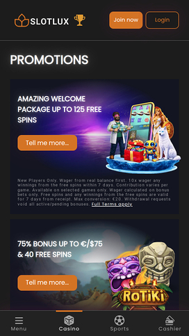 Slot Lux Casino Mobile Promotions