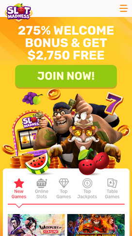 Slot Madness Casino Mobile Homepage