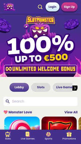 Slot Monster Casino Mobile Homepage