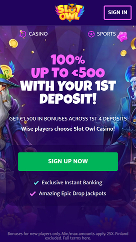 Slot Owl Casino Mobile Homepage