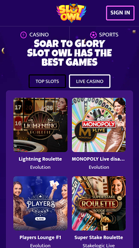 Slot Owl Casino Mobile Live Dealer