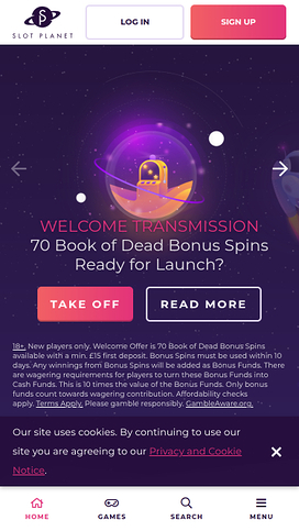 Slot Planet Casino Mobile Homepage