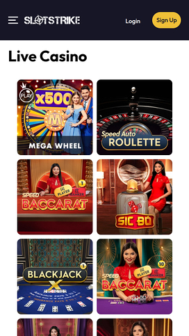 SlotStrike Casino Mobile Live Dealer