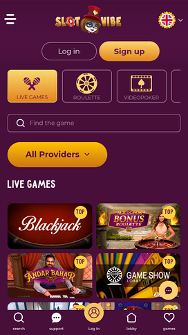 SlotVibe Casino Mobile Live Dealer