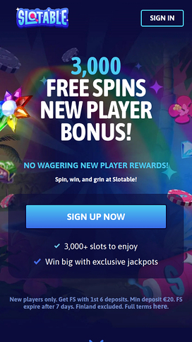 Slotable Casino Mobile Homepage