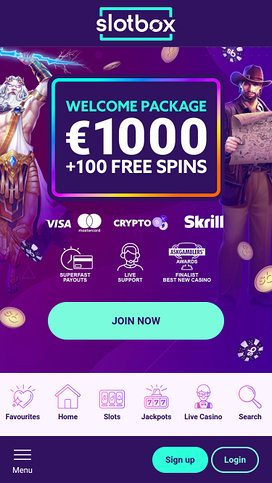 Slotbox Casino Mobile Homepage