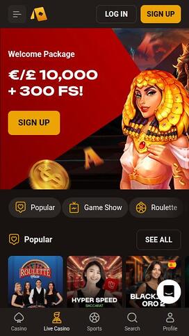 Slotlair Casino Live Dealer Mobile