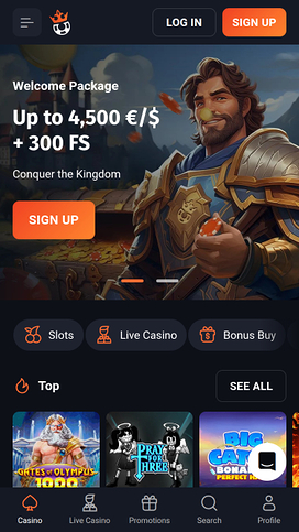 SlotLords Casino Mobile Homepage