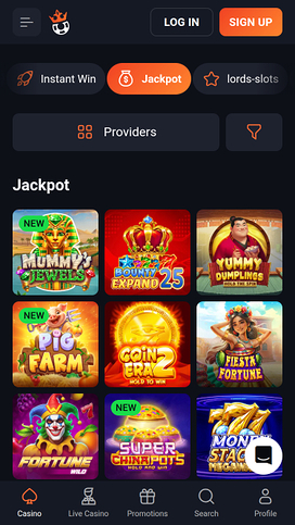 SlotLords Casino Mobile Jackpot