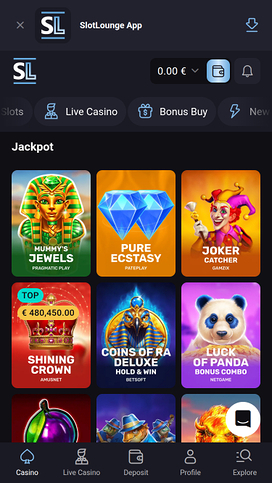 SlotLounge Casino Mobile Jackpot