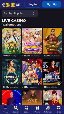 Live Dealers screenshot of Slotobit Casino for Mobile