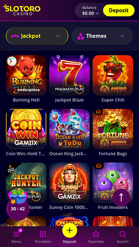 Jackpot móvil del casino Slotoro