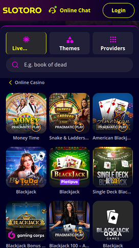 Slotoro Casino Live Dealer Mobile