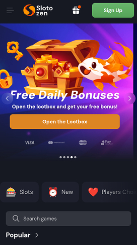Slotozen Casino Mobile Homepage