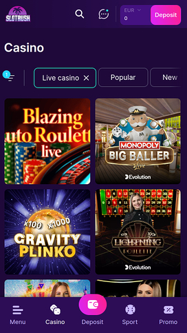 SlotRush Casino Mobile Live dealer