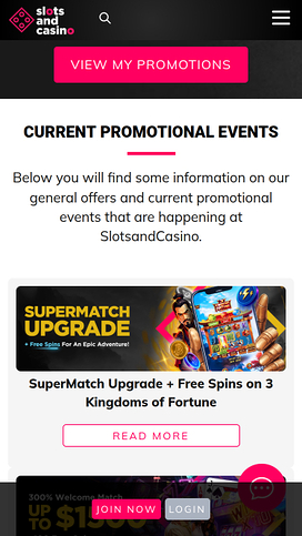 SlotsandCasino Mobile Promotions