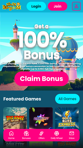 Slots Kingdom Casino Mobile Homepage