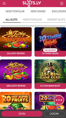 Slots.lv Casino Mobile Games