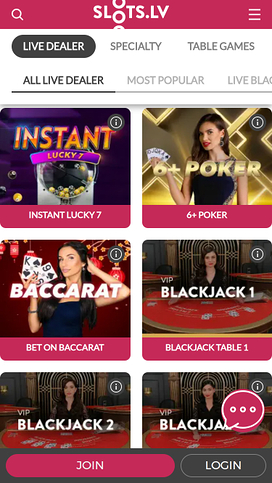 Slots.lv Casino Mobile Live Dealer