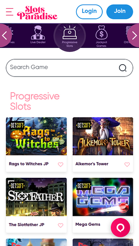 Slots Paradise Casino Mobile Progressive Slots