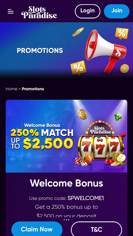 Slots Paradise Casino Mobile Promotions
