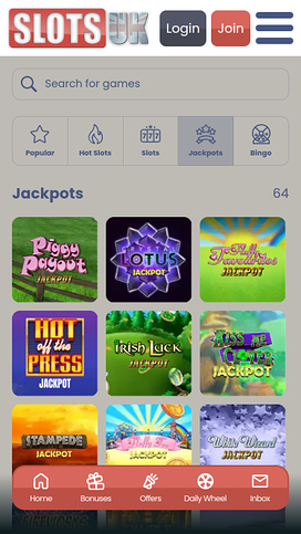 SlotsUK Casino Mobile Jackpot