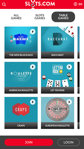 Slots.com Casino Mobile Table Games
