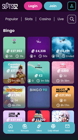 Slots52 Casino Mobile Bingo