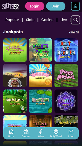 Slots52 Casino Mobile Jackpot