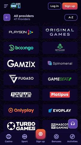 SlotsDj Casino game developers mobile page