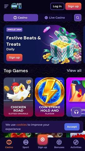 SlotsDj Casino games mobile page