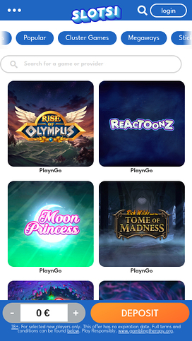 Slotsi Casino Mobile Cluster Games