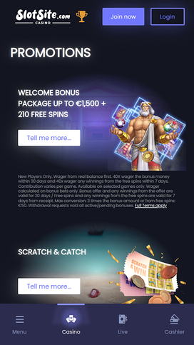 Slotsite.com Casino Mobile Promotions