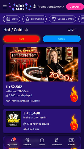 SlotStars Casino Mobile Hot or Cold