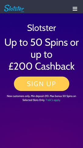 Slotster Casino Mobile Homepage