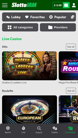 SlottoJam Casino Mobile Live Dealer